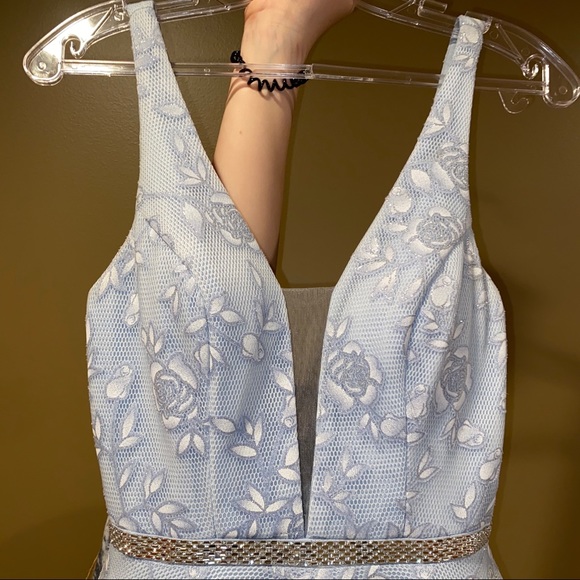 Baby Blue pastel floral glitter prom dress - Picture 4 of 9